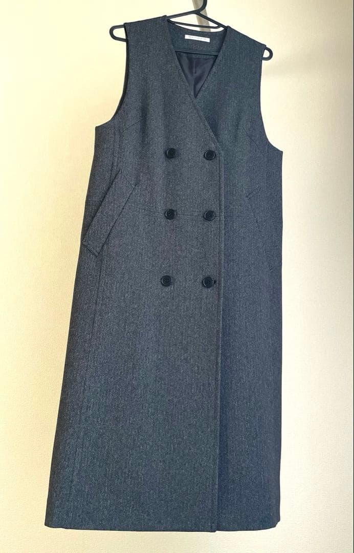 【美品】ビューティアンドユース ヘリンボーン ジャンパースカート＆ジレ　グレー