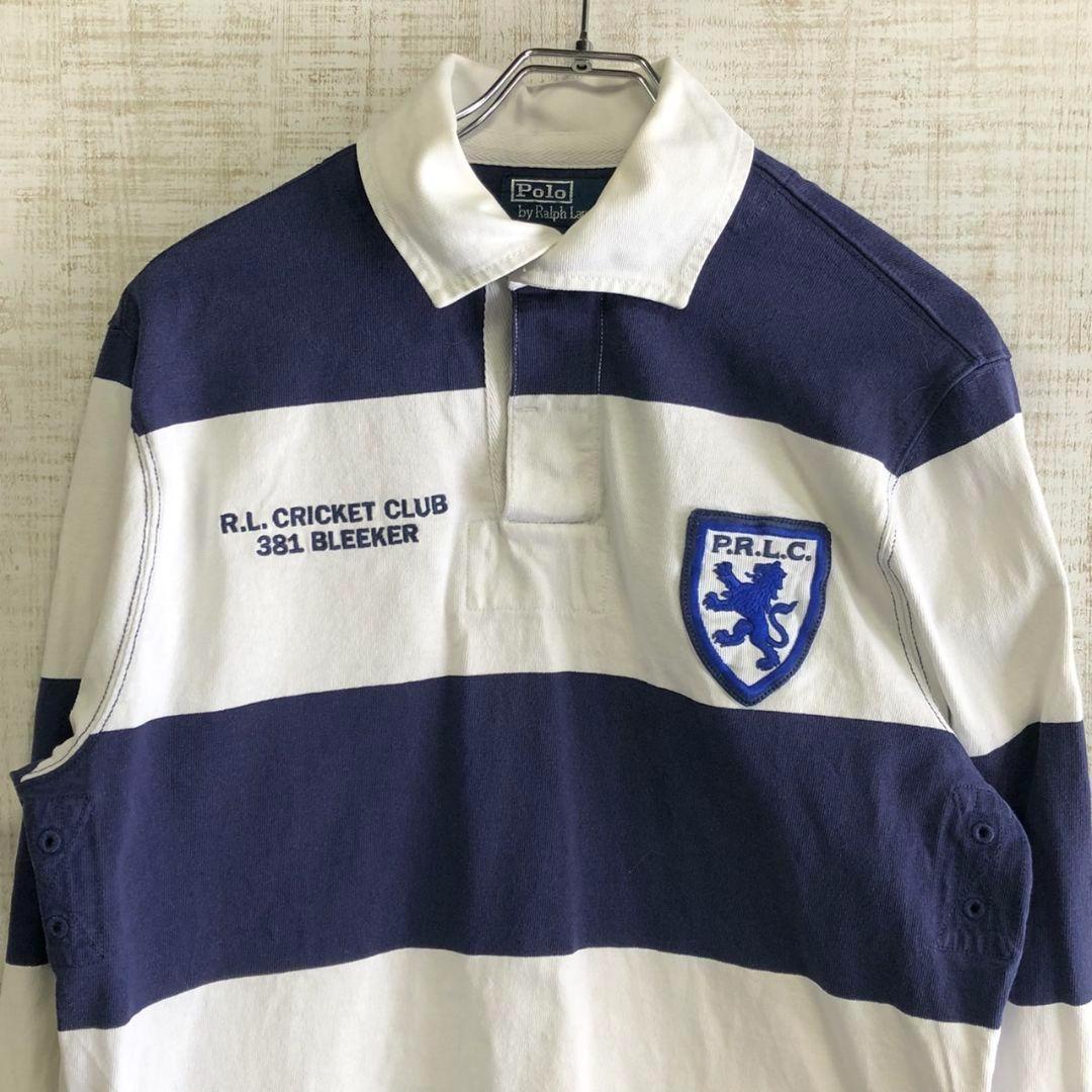 ポロラルフローレン　POLO 刺繍ロゴ　ラガーシャツ　ポロシャツ　古着　L 代表