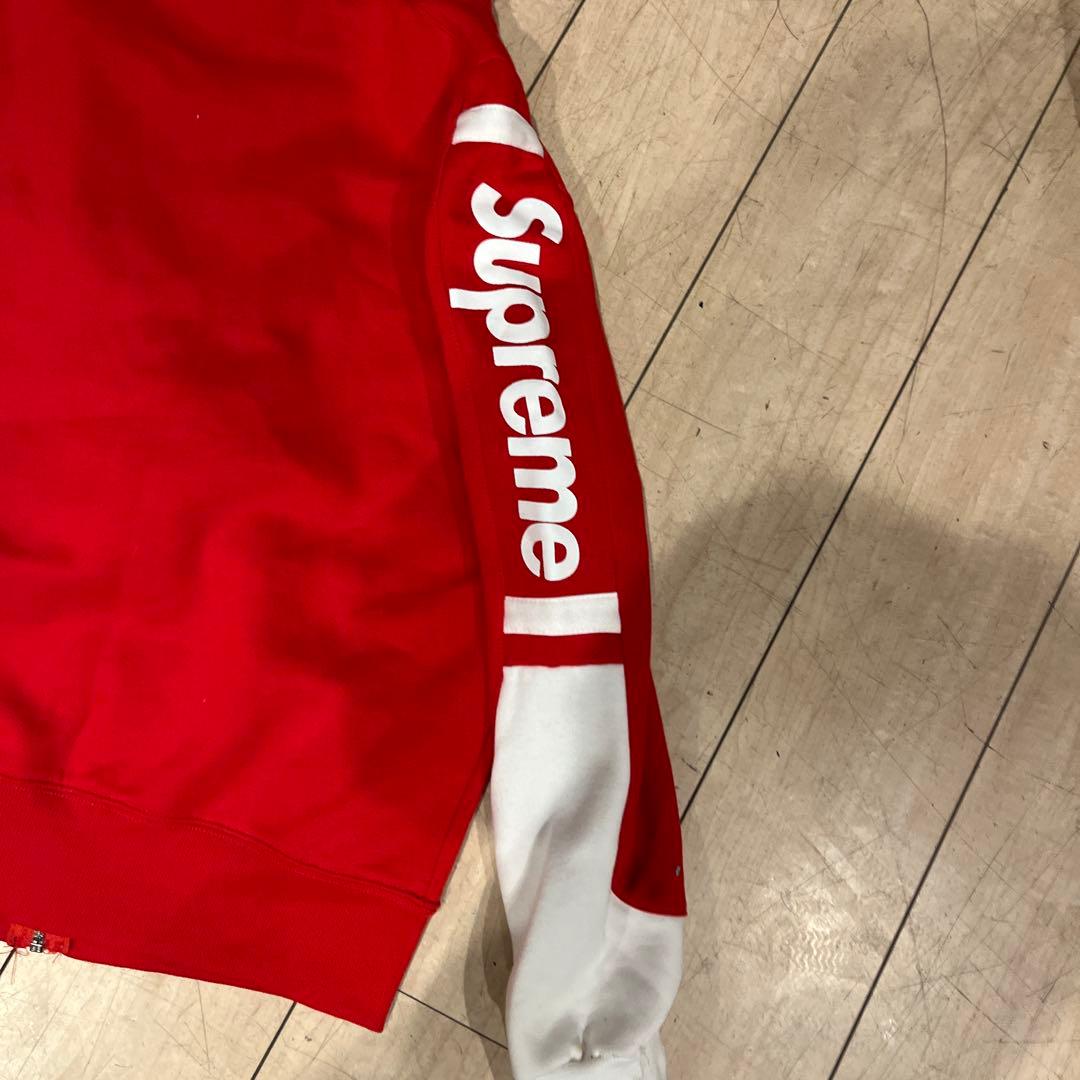 Supreme ジップアップフーディ レッド/ホワイト
