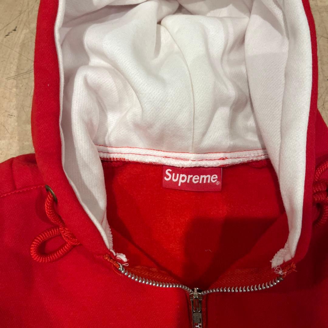 Supreme ジップアップフーディ レッド/ホワイト
