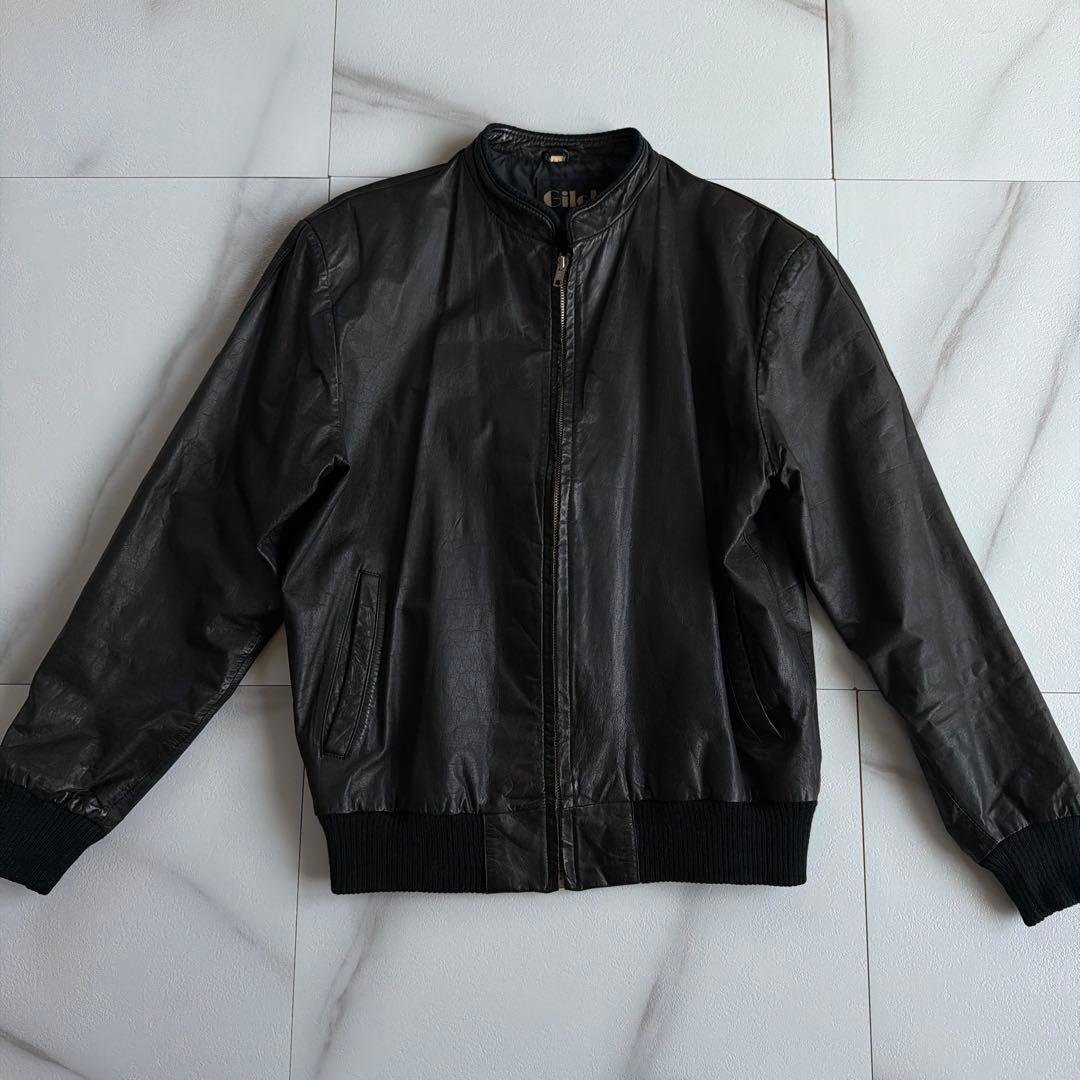 希少 gilet ジレ vintage 牛革 レザー ジャケット ブルゾン 黒