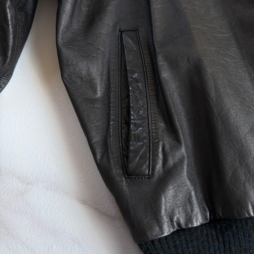 希少 gilet ジレ vintage 牛革 レザー ジャケット ブルゾン 黒