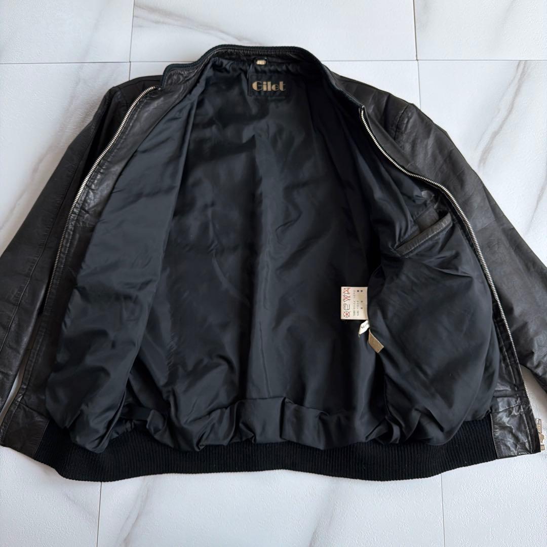 希少 gilet ジレ vintage 牛革 レザー ジャケット ブルゾン 黒