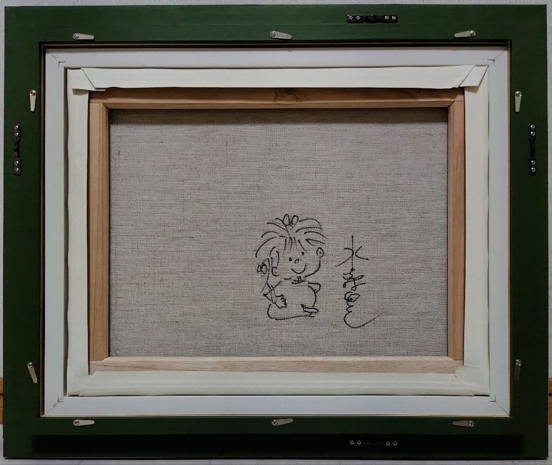 【F6号】水森亜土　手描き作品/表裏サイン・裏描き有/油彩/アクリル/額縁/額装