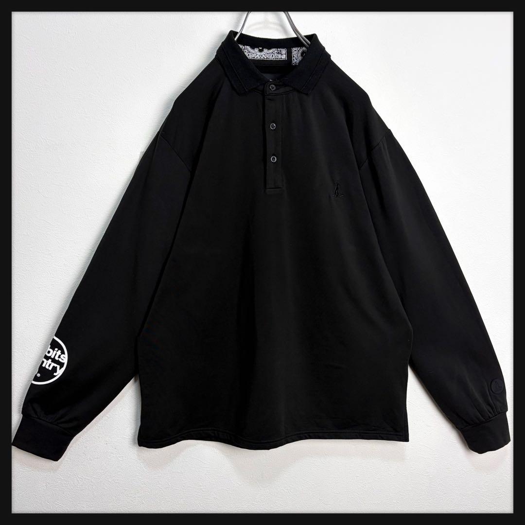 【刺繍ロゴ】FR2ゴルフ バックロゴ 長袖ポロシャツ ペイズリー 腕ロゴ 完売L