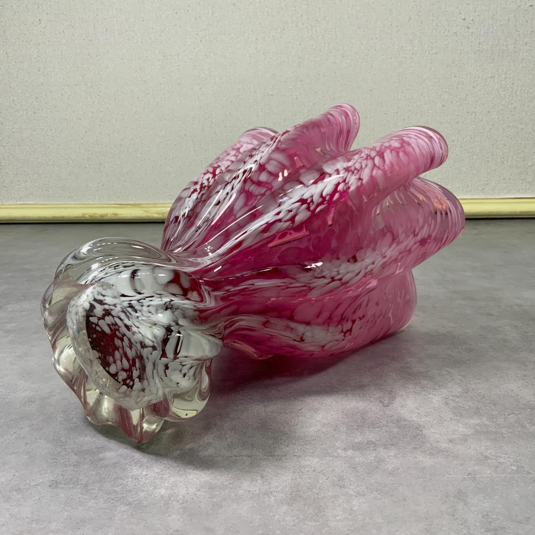 ジャパン ヴィンテージ ガラス ベース ドット ピンク×ホワイト 花器 花瓶