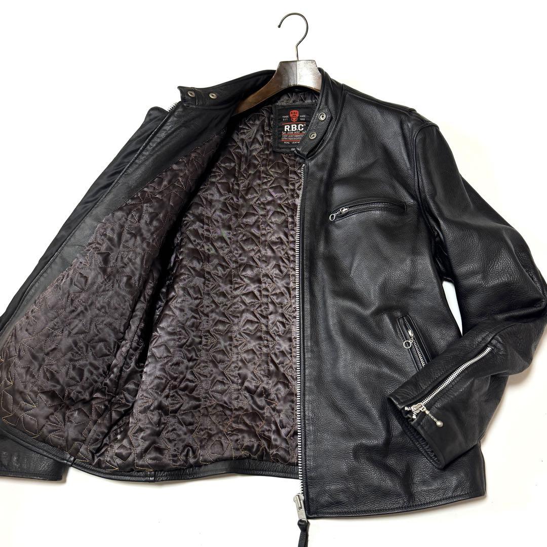 R.B.C レザージャケット ライダース 古着 ブラック XXL 本革