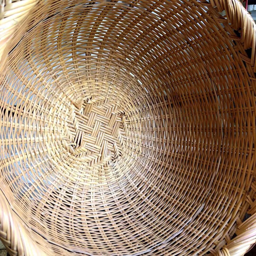 鳥越の竹細工　丸かご　鈴竹　大型　口径36㎝　保管品