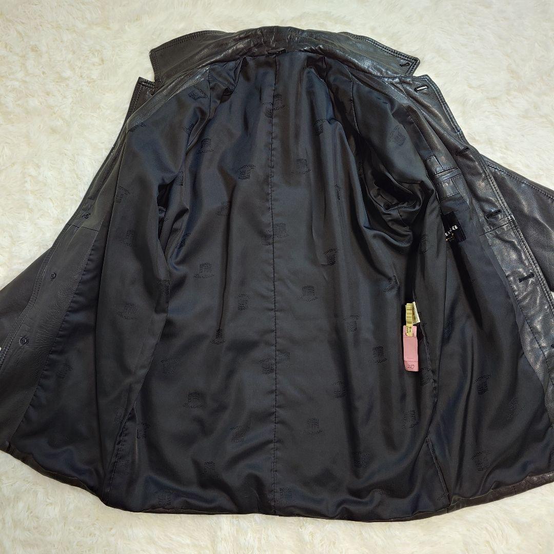極美品 パルティーナ 羊革 ラムレザー ハーフコート ブラック L 東京毛皮貿易