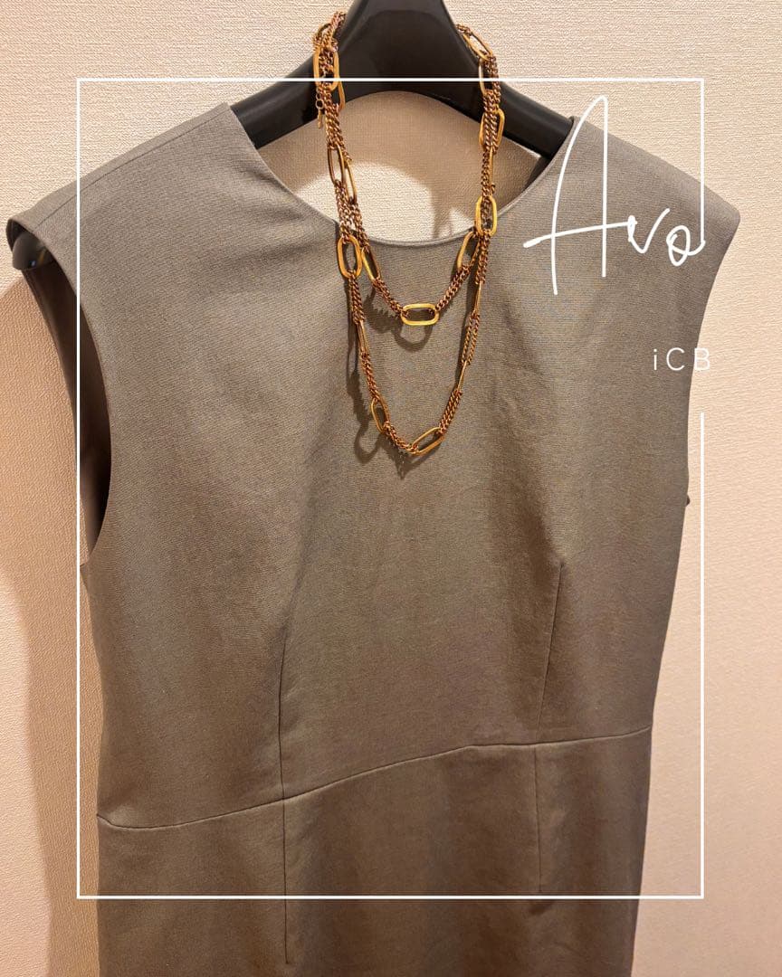 美品 iCB ノースリーブ ワンピース 42 品のあるグレー ジャケット相性◎