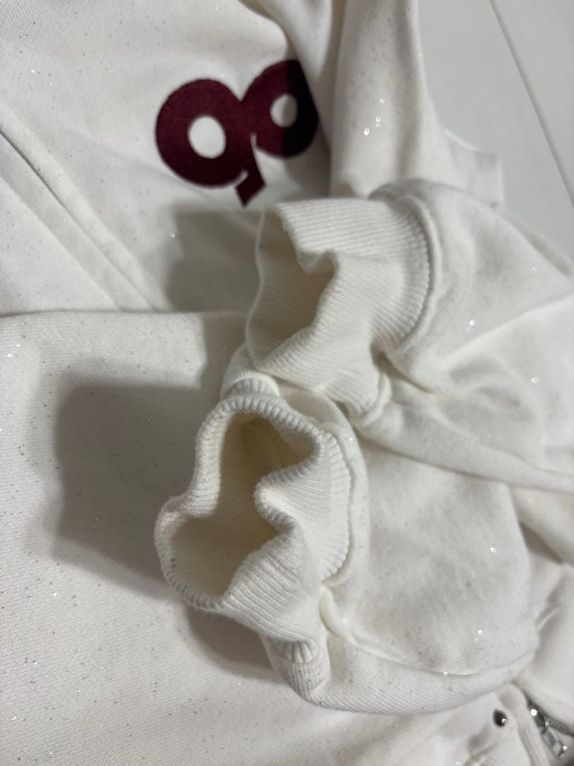 9090 Logo Glitter Zip Hoodieダブルジップ ショート丈