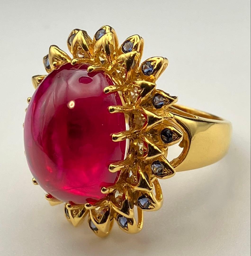 モザンビーク産 ルビー20.6ct￼24kメッキ仕上 S925 指輪