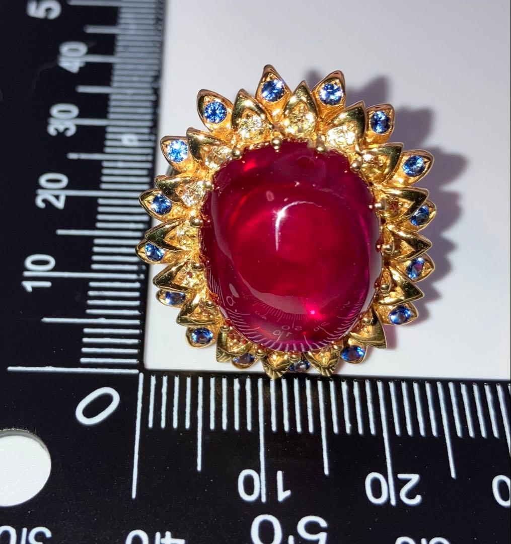 モザンビーク産 ルビー20.6ct￼24kメッキ仕上 S925 指輪