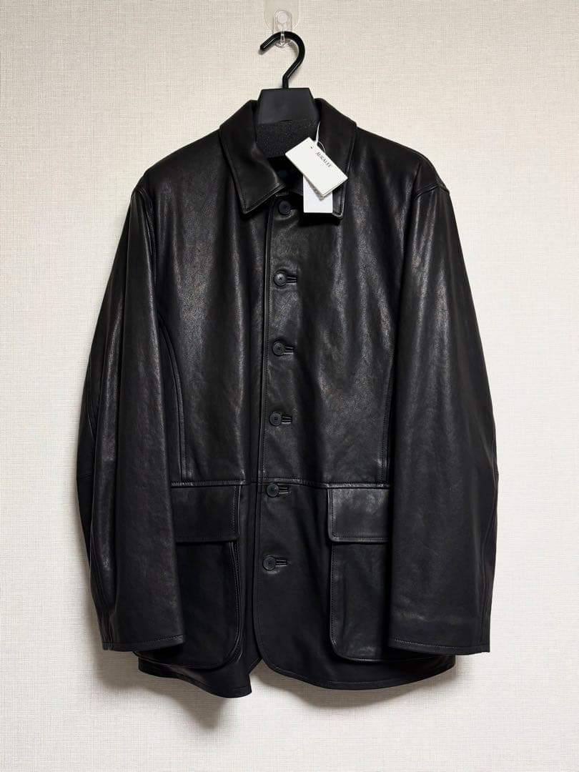 AURALEE TEXTURED LAMB LEATHER BLOUSON 新品