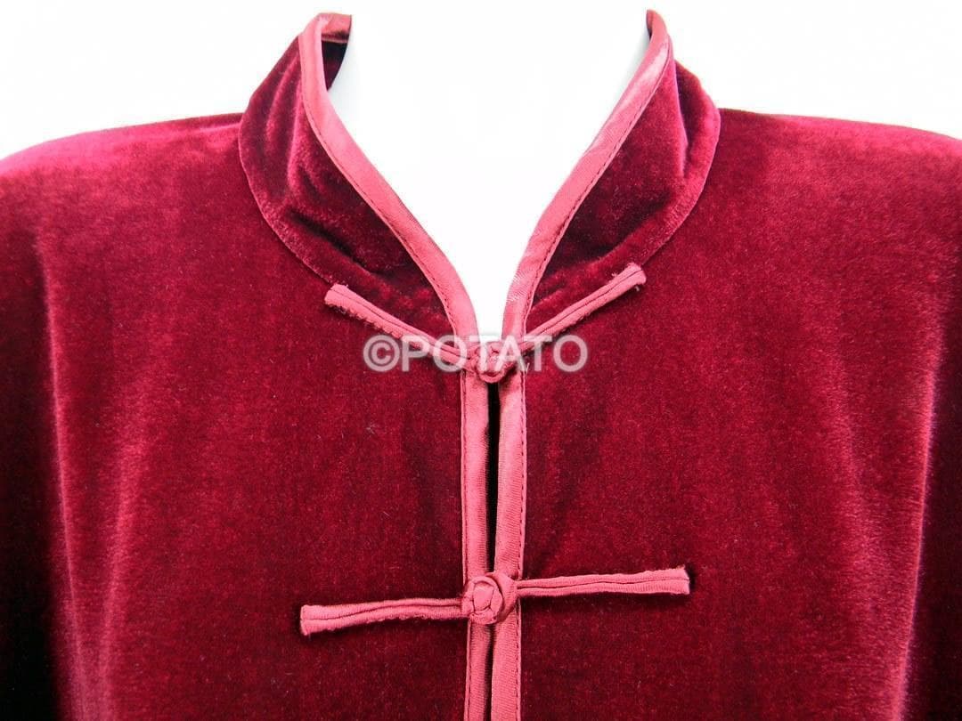 太極拳  ベロア調 太極服 上下 L サイズ 男女両用 枣红色【新品】