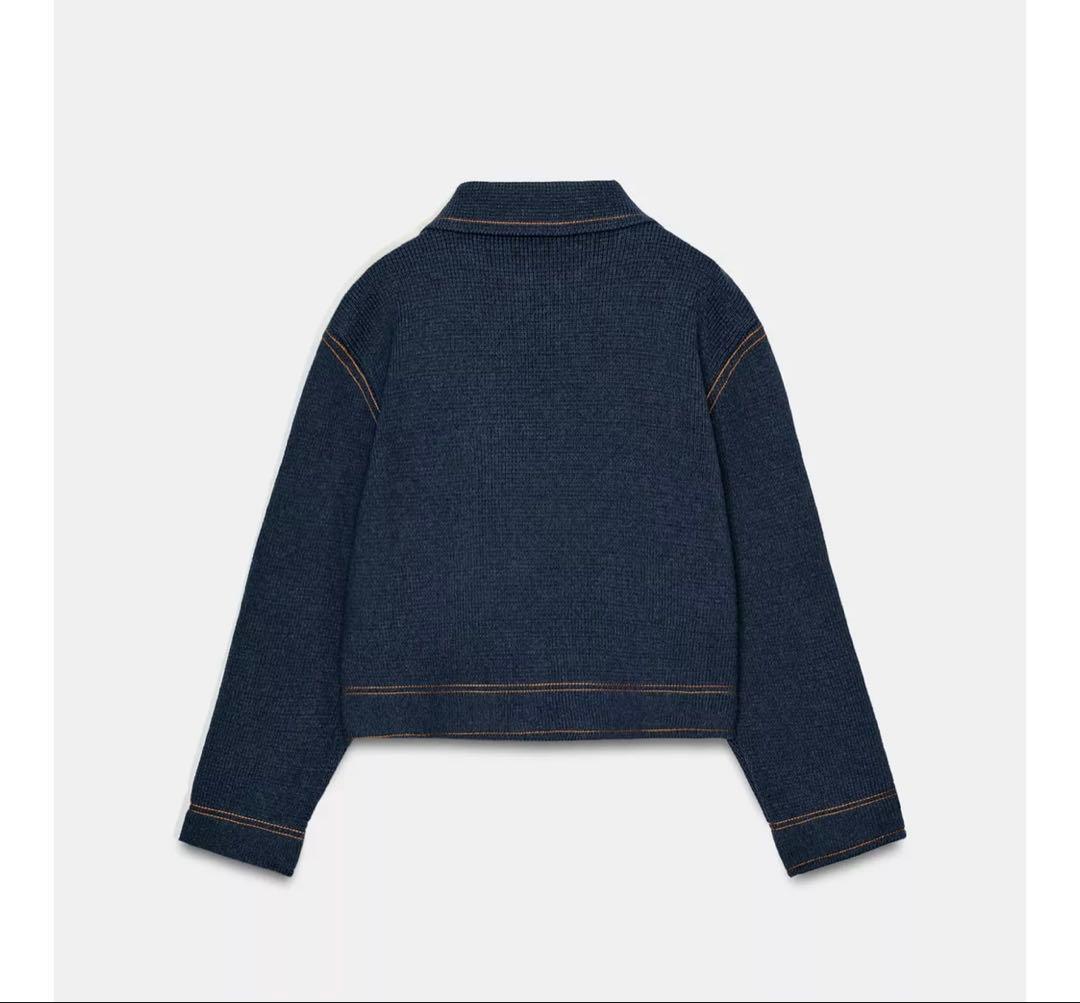 【完売品】ZARA コントラストボタン付きニットジャケット Sサイズ　新品タグ付