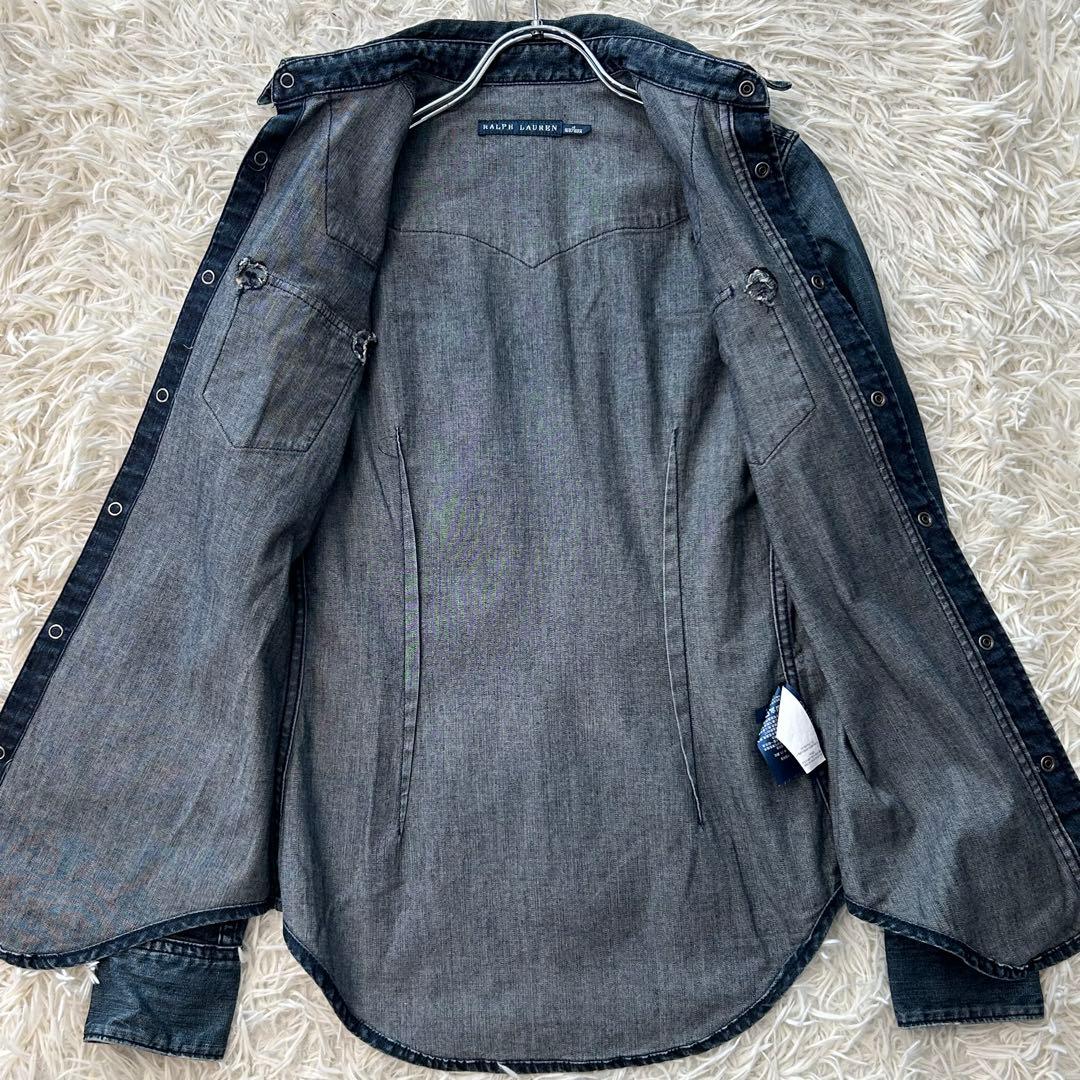 ✨極美品✨ ラルフローレン デニムウエスタンシャツ ロゴ刻印ボタン 洗える