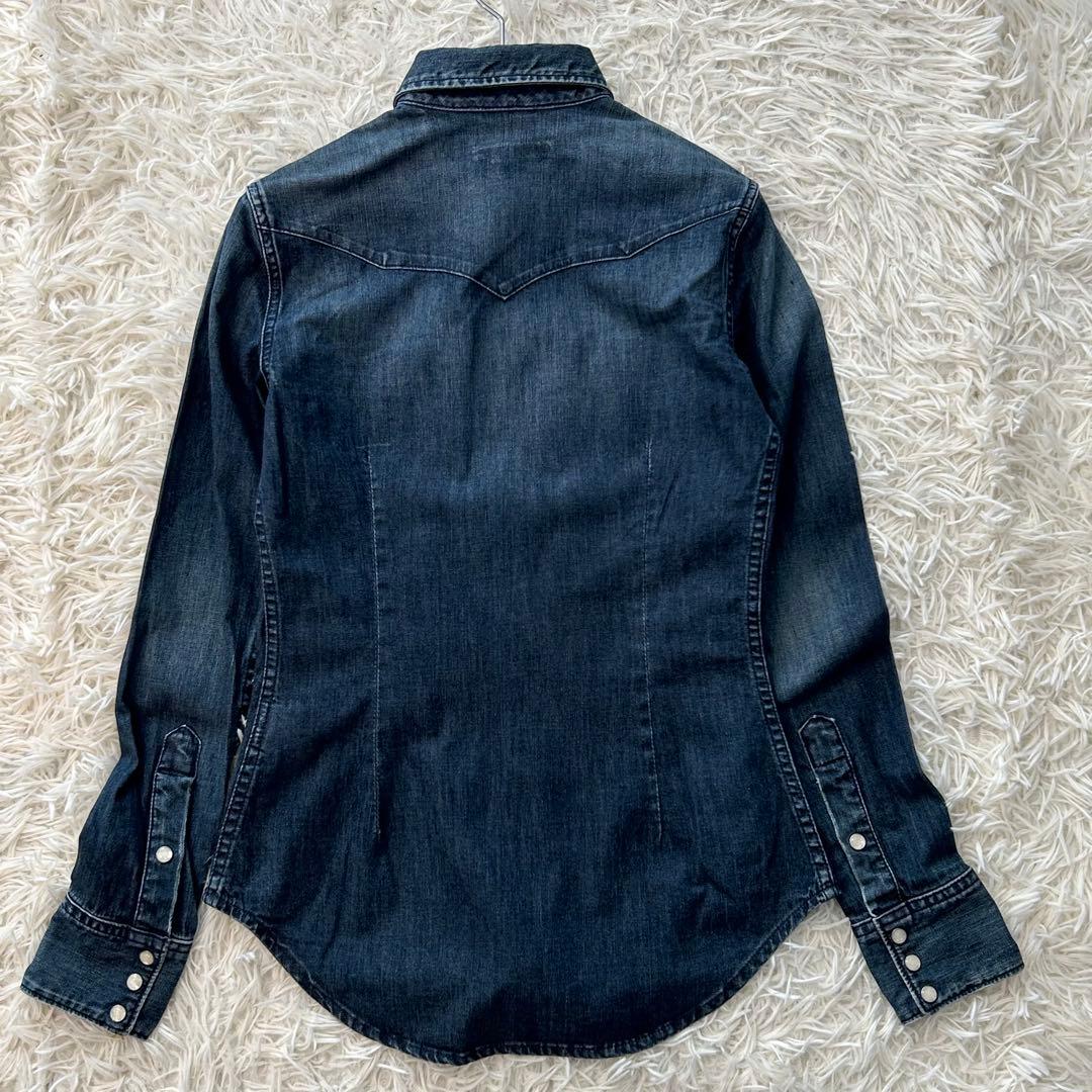 ✨極美品✨ ラルフローレン デニムウエスタンシャツ ロゴ刻印ボタン 洗える