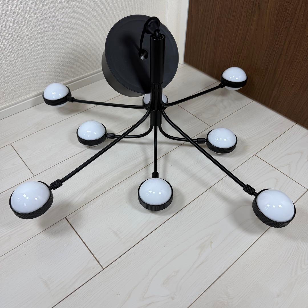 【美品】イケア IKEA ストルスリンガ LEDシャンデリア 8アーム ブラック