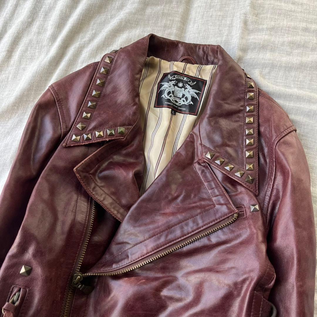 ジャケット・アウター TORNADO MART raceup studs leather jacket