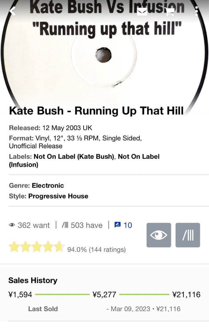 激レアKate Bush「Running Up That Hill Remix」