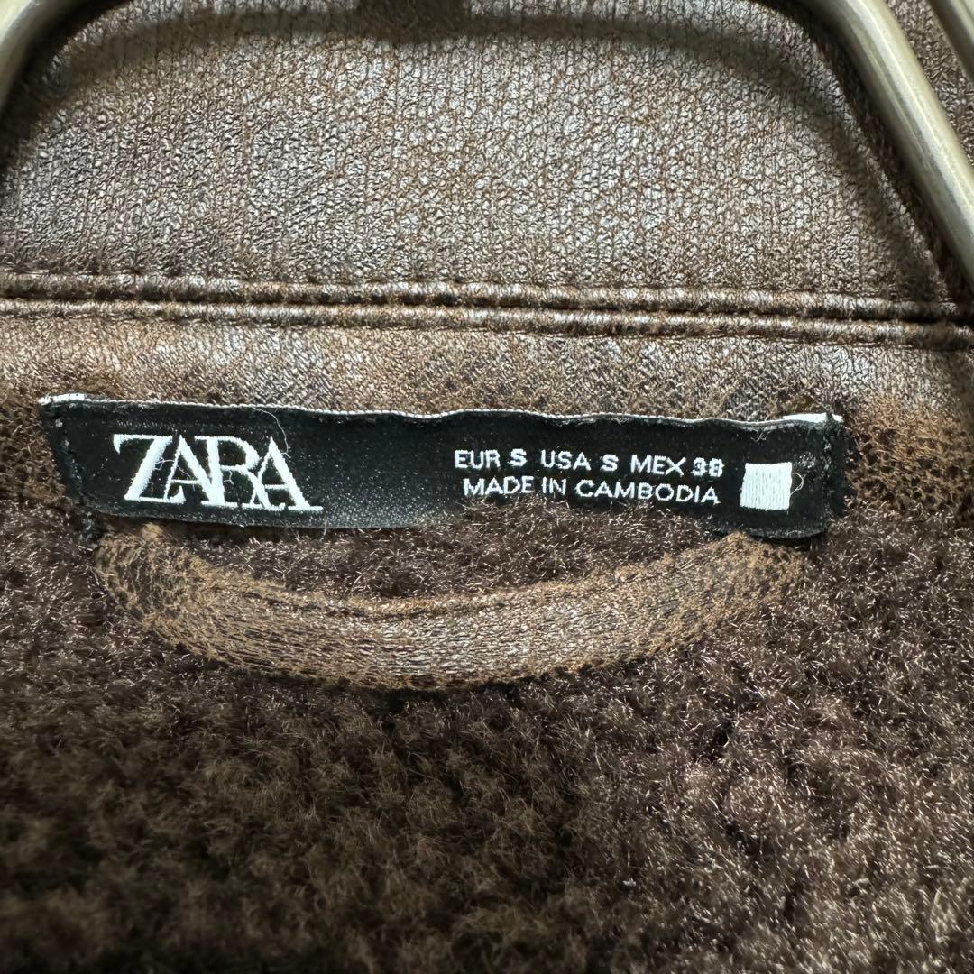 極美品　未使用級　ZARA ザラ　ダブルフェイスオーバーシャツ　裏ボア　ブラウン