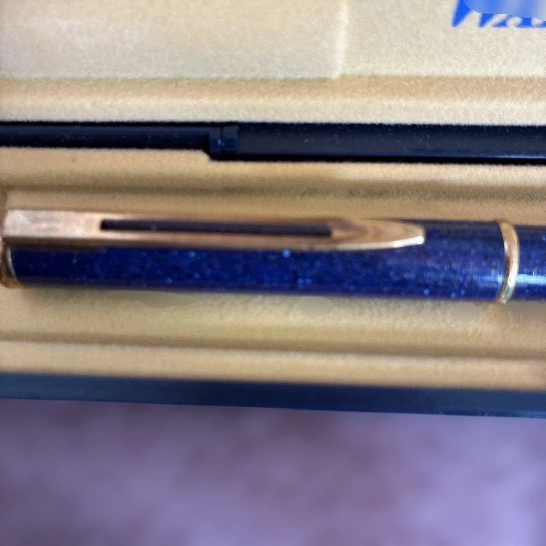 Waterman 青色 万年筆 ペン先18Kインクカートリッジ　ケース付き