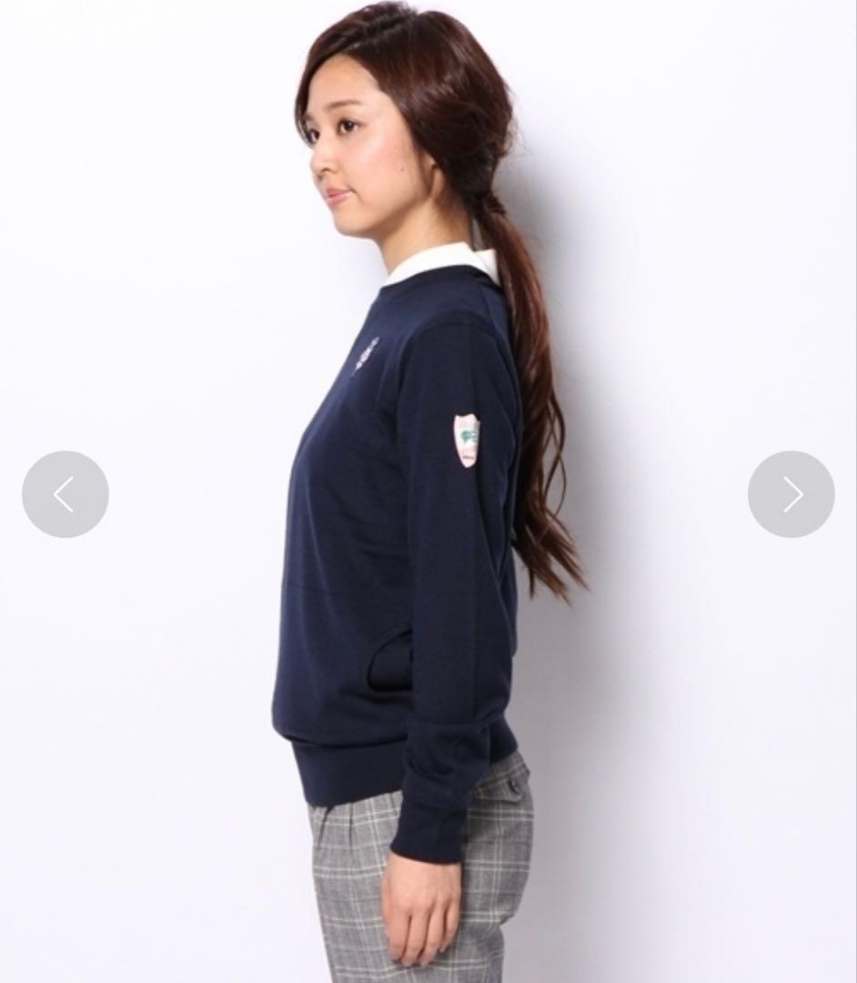 BEAMS GOLF 防風ニットブルゾン M ウール100% 暖かい ネイビー