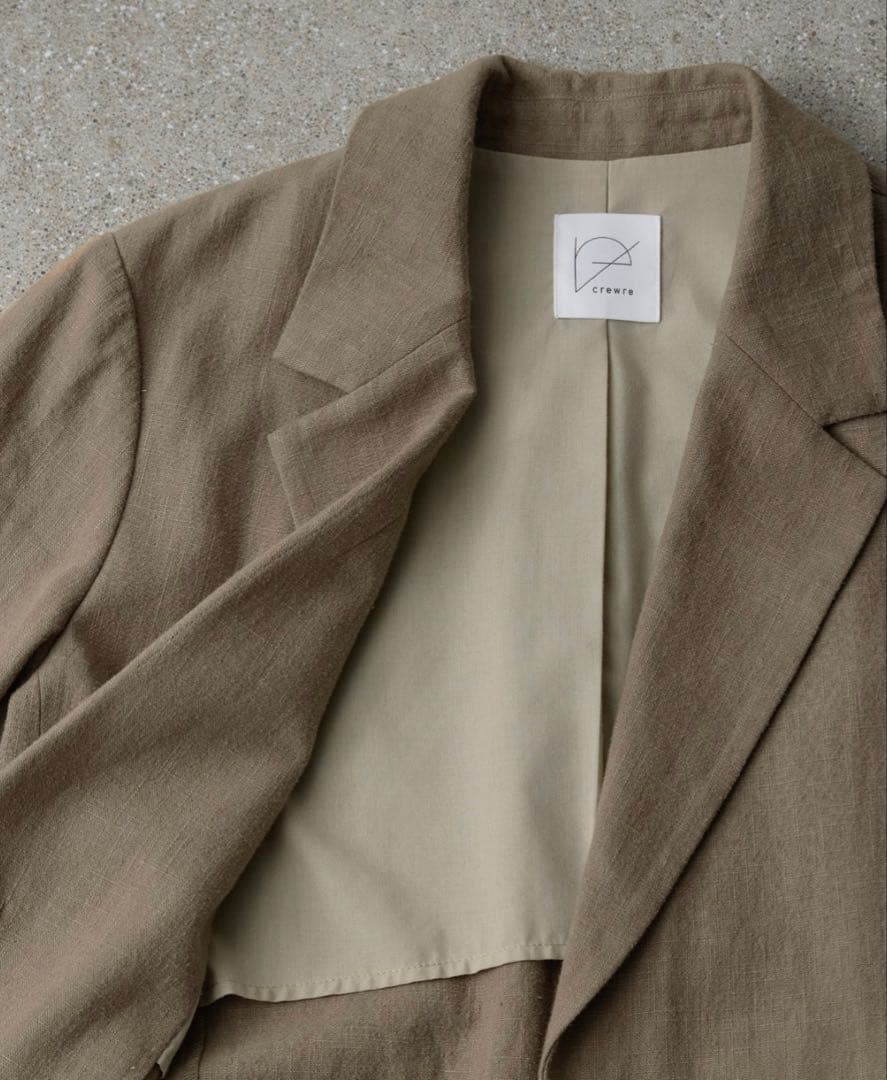 crewre コットンリネンシングルジャケット サイズ1 sand brown
