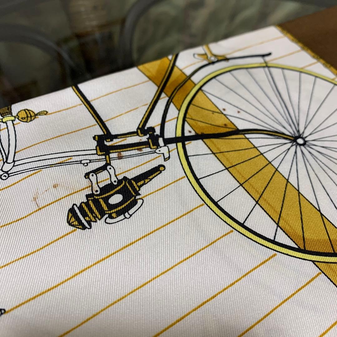 贅沢2枚縫いエルメスヴィンテージシルクショール自転車デザイン スカーフ