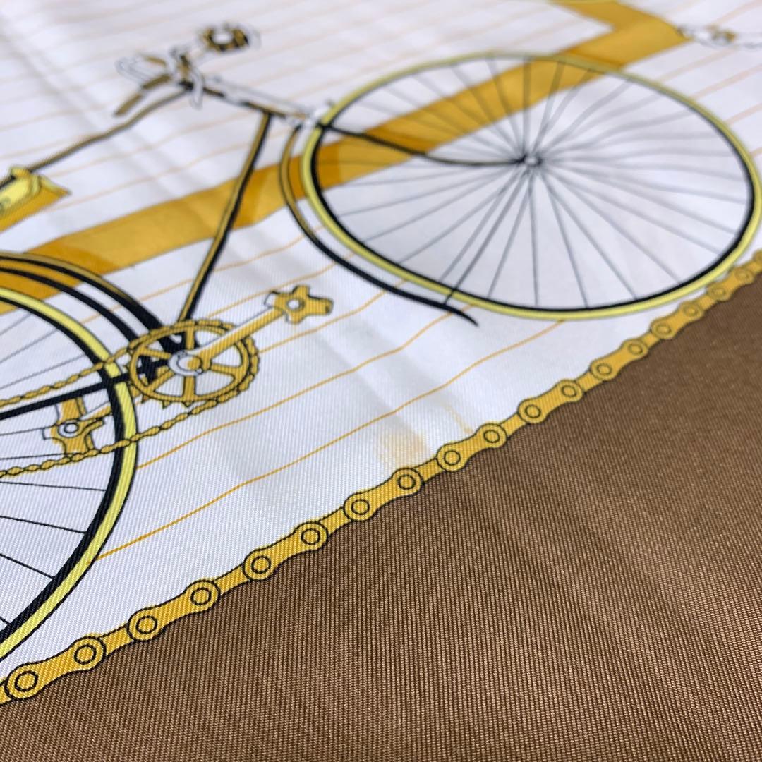 贅沢2枚縫いエルメスヴィンテージシルクショール自転車デザイン スカーフ