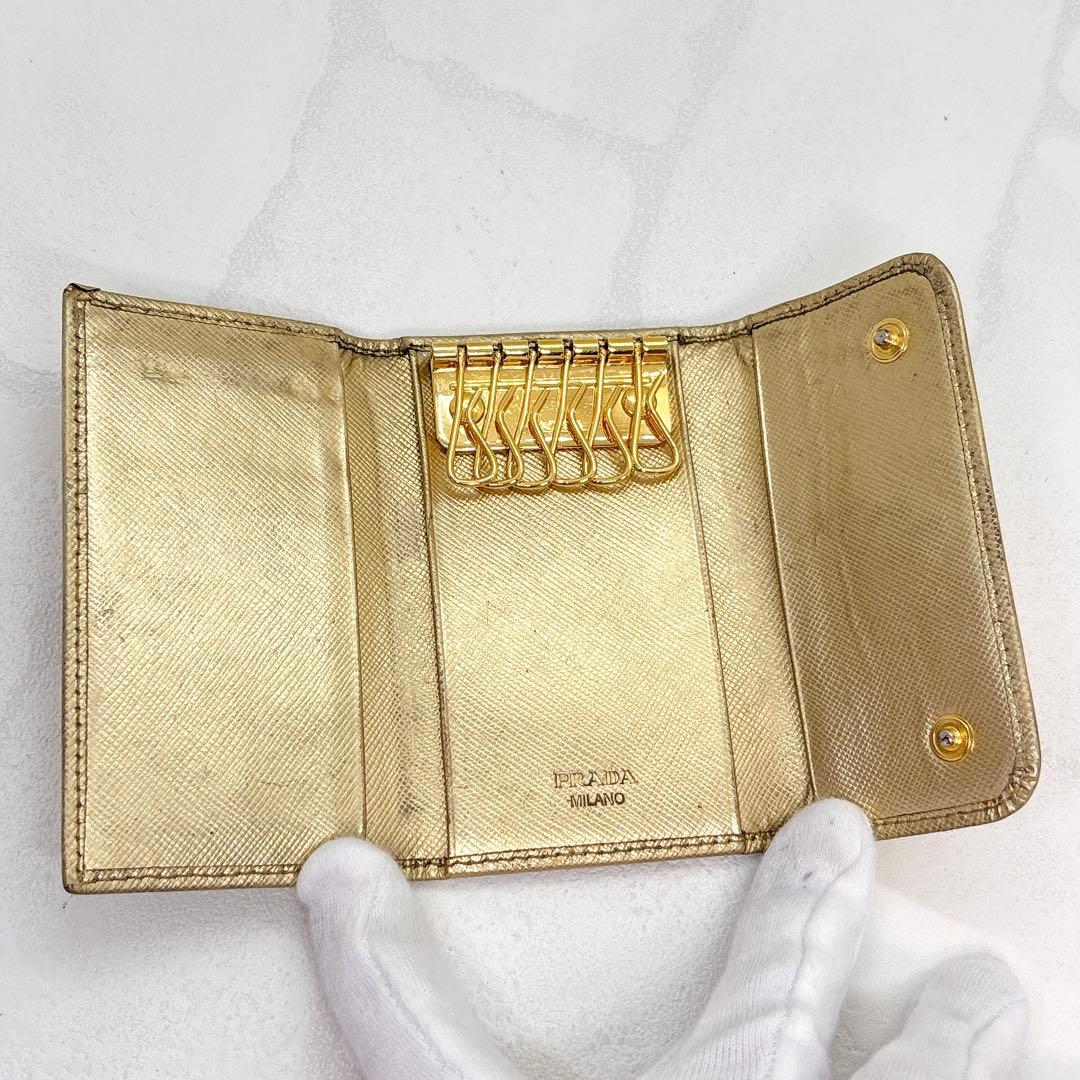 希少✨PRADA プラダ 6連 キーケース レザー ゴールド 箱付き レア