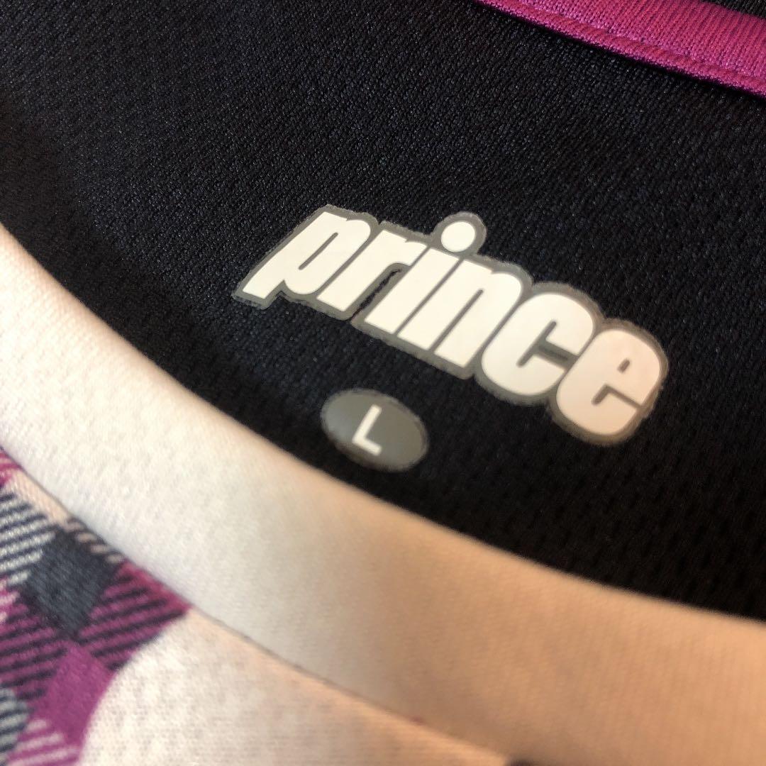 prince プリンス レディース テニスウェア 上下セット チェック 紫 白
