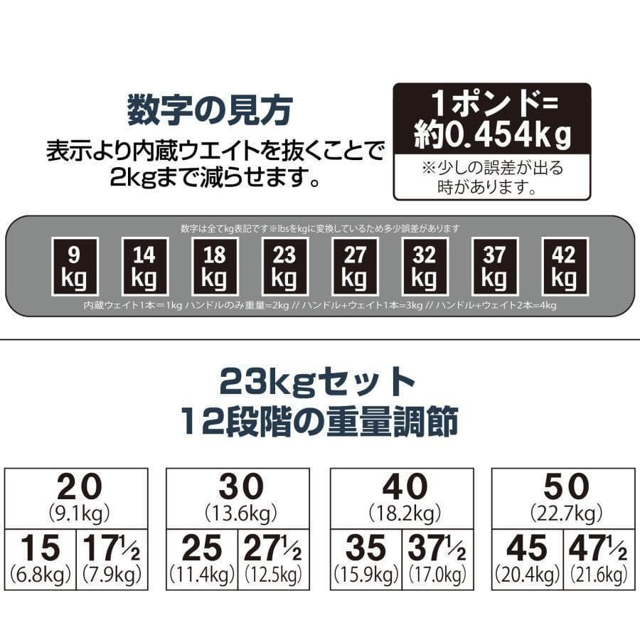 可変式ダンベル 23kg 多機能 12段階調節 パワーブロック 筋トレ 2388