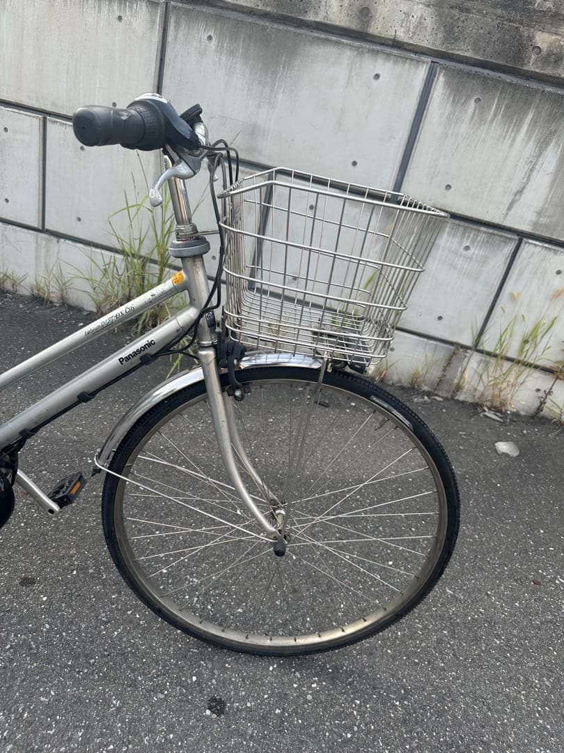 シティタイプ自転車 シルバー 前バスケット付き