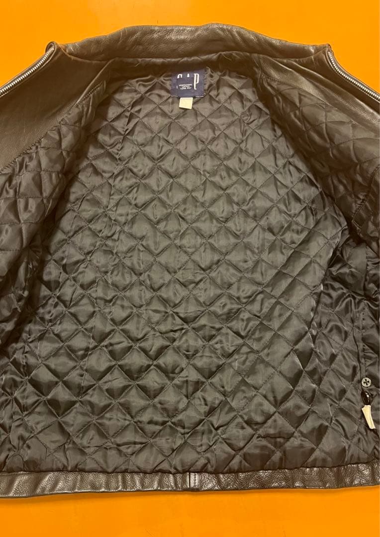 OLD GAP Sサイズ レザー ジャケット ブルゾン アルミジップ 90s