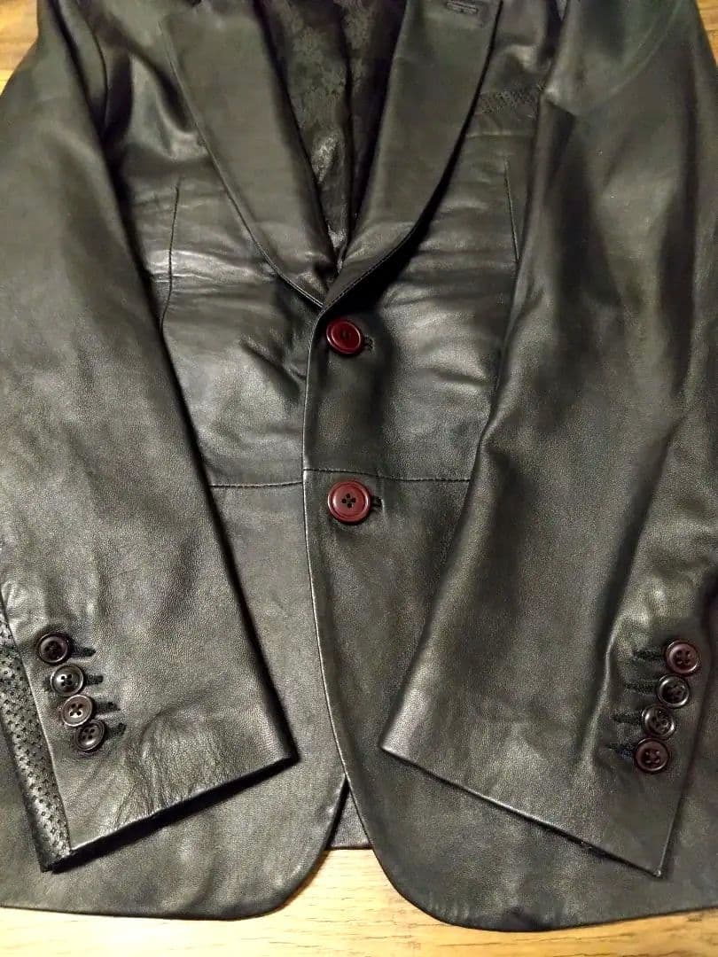 ★新品未使用 Liugoo Leathers ブラックレザーテーラードジャケット