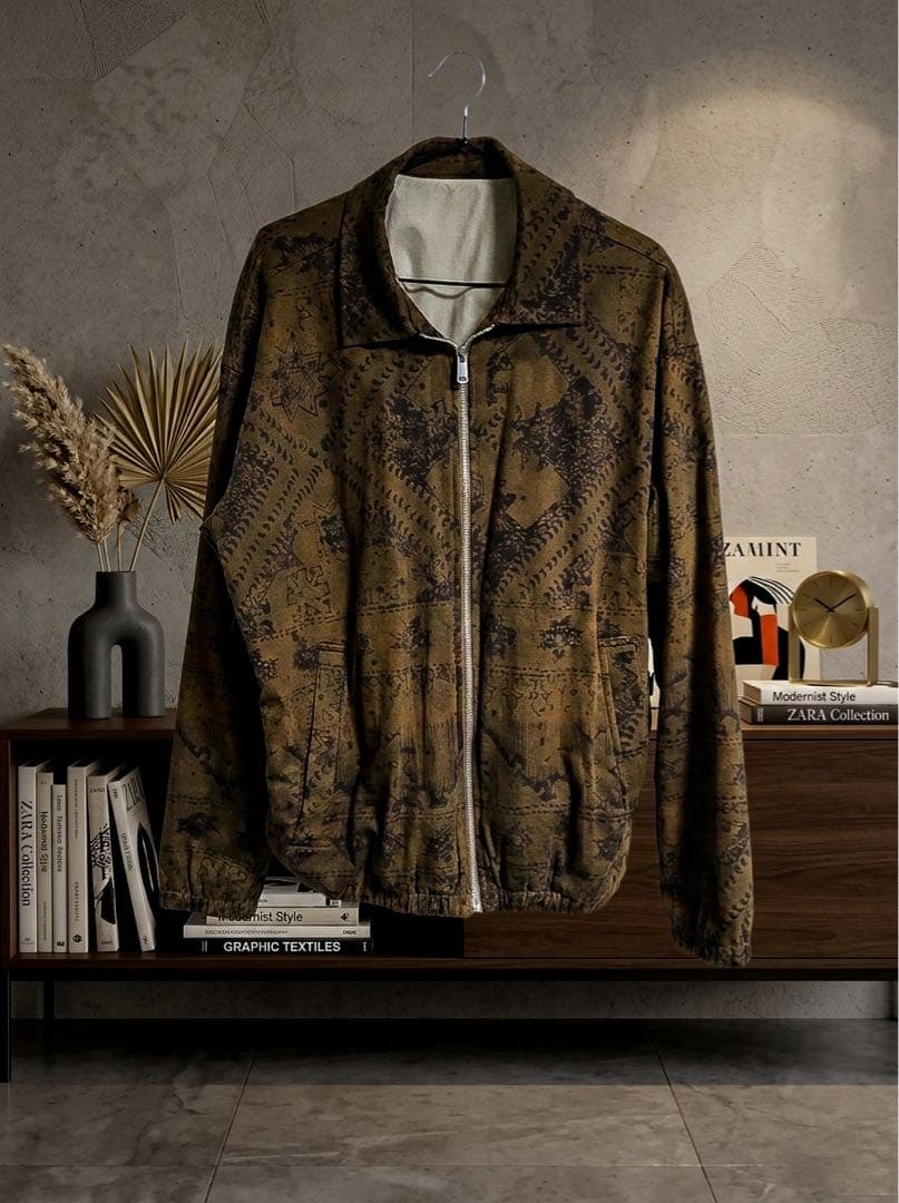 【レア】ZARA ザラ 総柄ジップアップジャケット（Lサイズ）