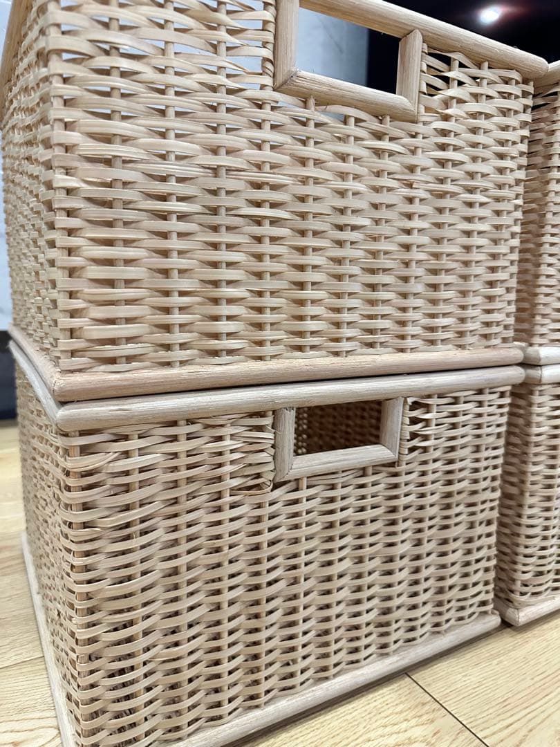 無印良品　重なるリブ材バスケット　大4個セット