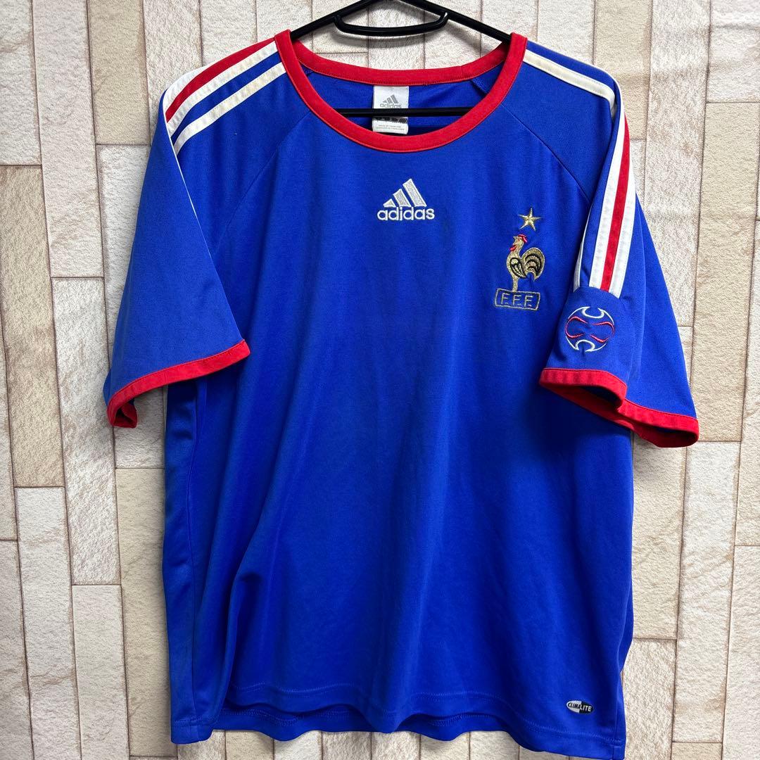 adidas フランス代表 サッカーシャツ 青　0305o389