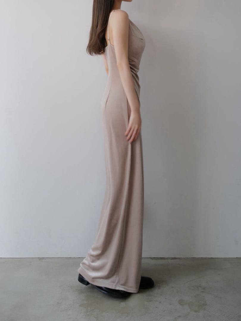 ワンピース velour asymmetry drape cami dress