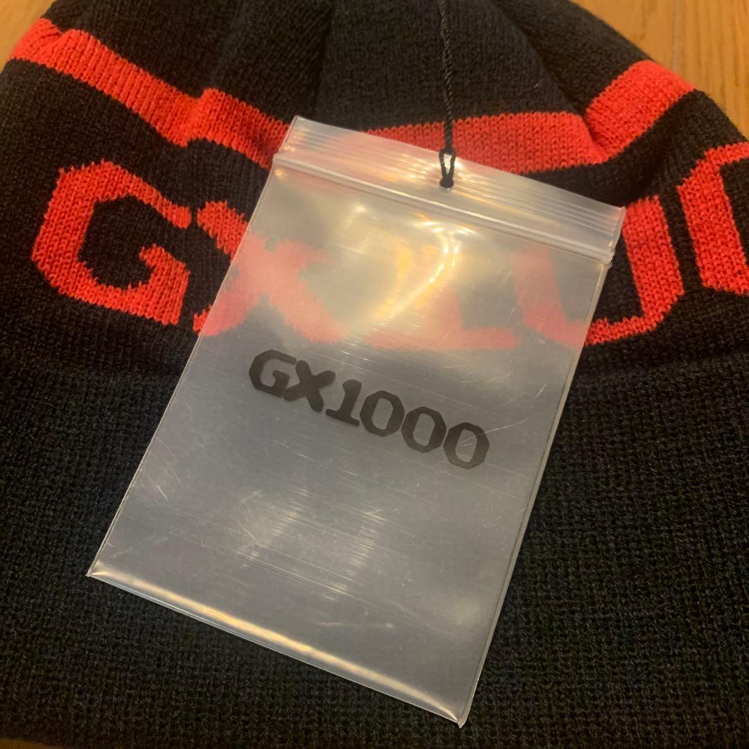 新品GX1000 ロゴニットキャップビーニー黒x赤ジーエックス スケートボード