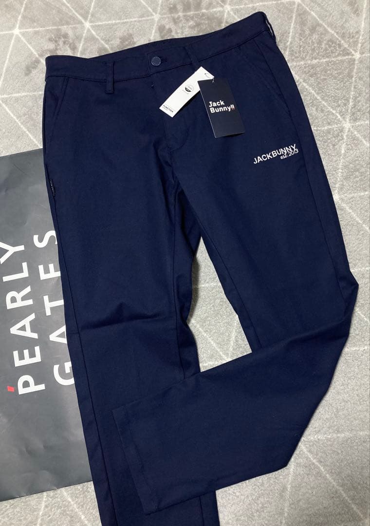 新品 パーリーゲイツ ジャックバニー ストレッチツイルロングパンツ(4)M/紺