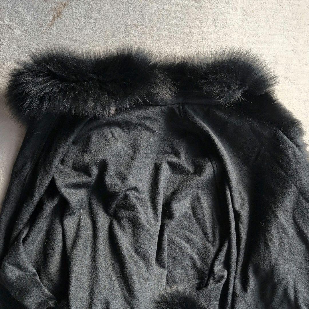 SAGA FURS カシミア100％ フォックスファー ポンチョ ケープ グレー