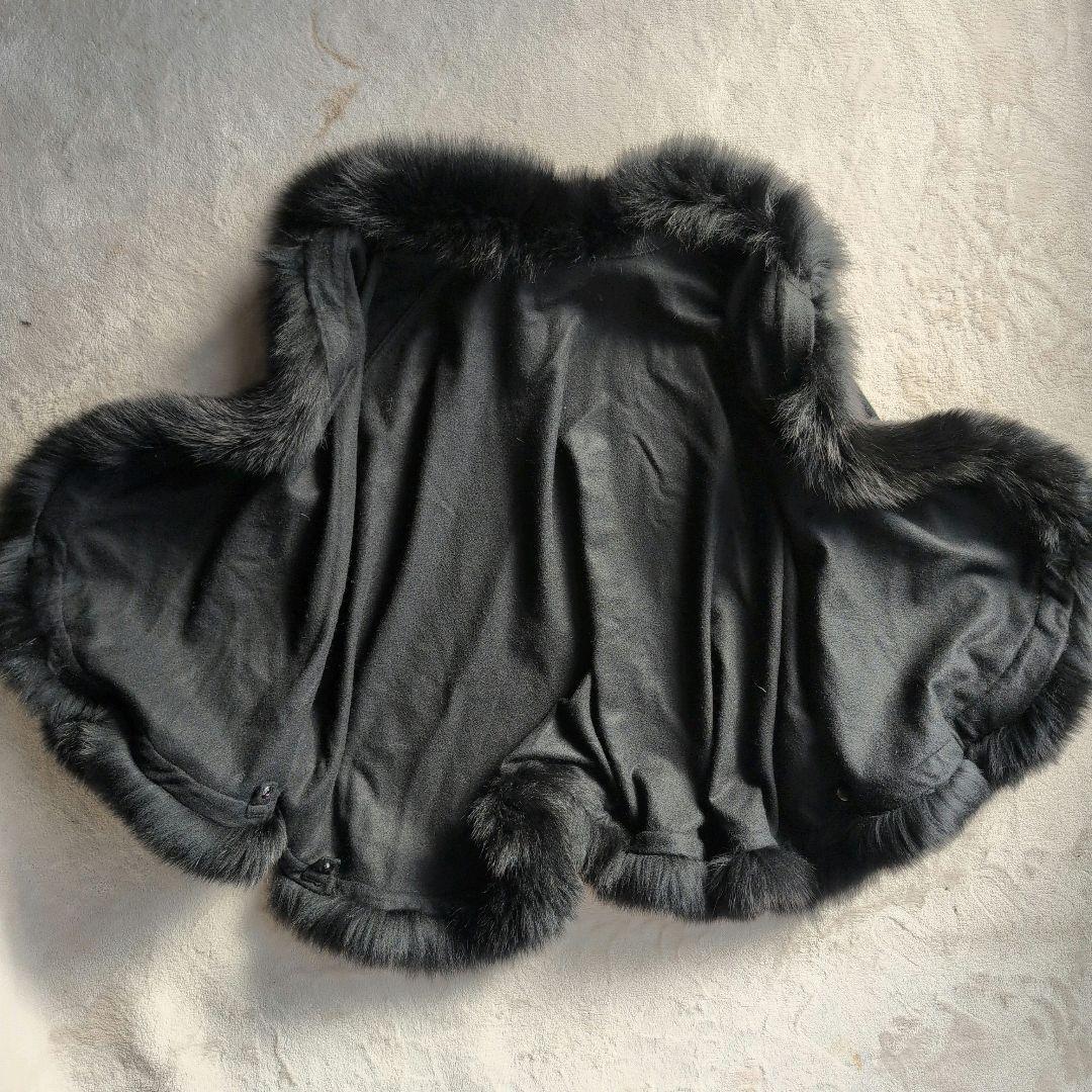 SAGA FURS カシミア100％ フォックスファー ポンチョ ケープ グレー