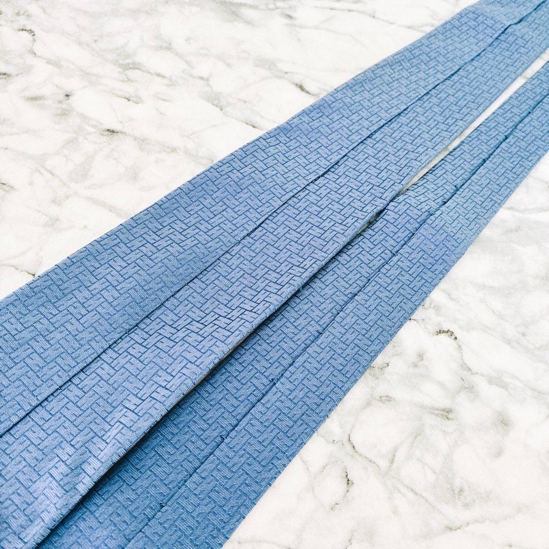 ✨極美品✨HERMES ファソネ　H柄 テクスチャー　ブルー　ネクタイ
