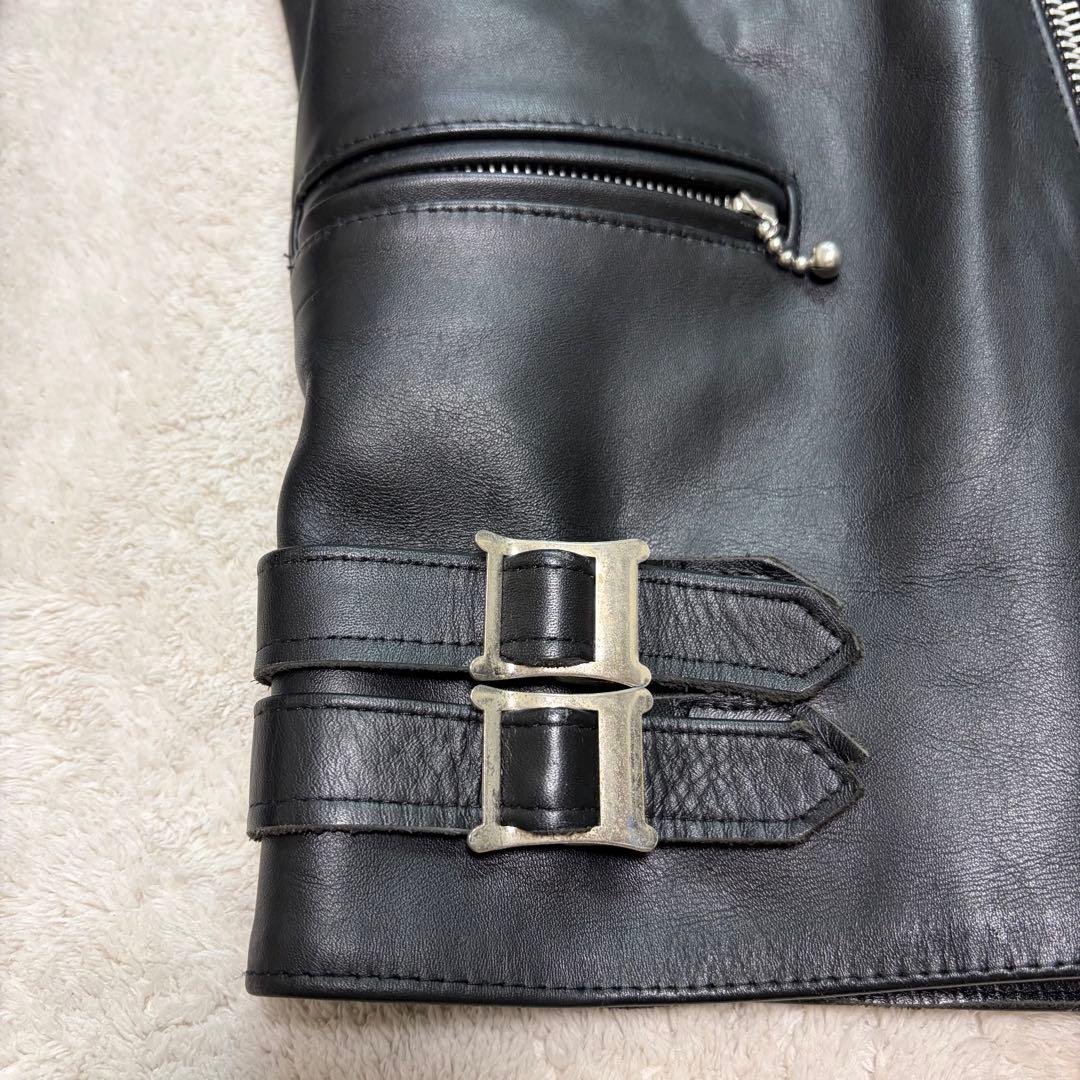 【美品】666 ダブルライダースジャケット レザー ステアハイド 本革 36 M