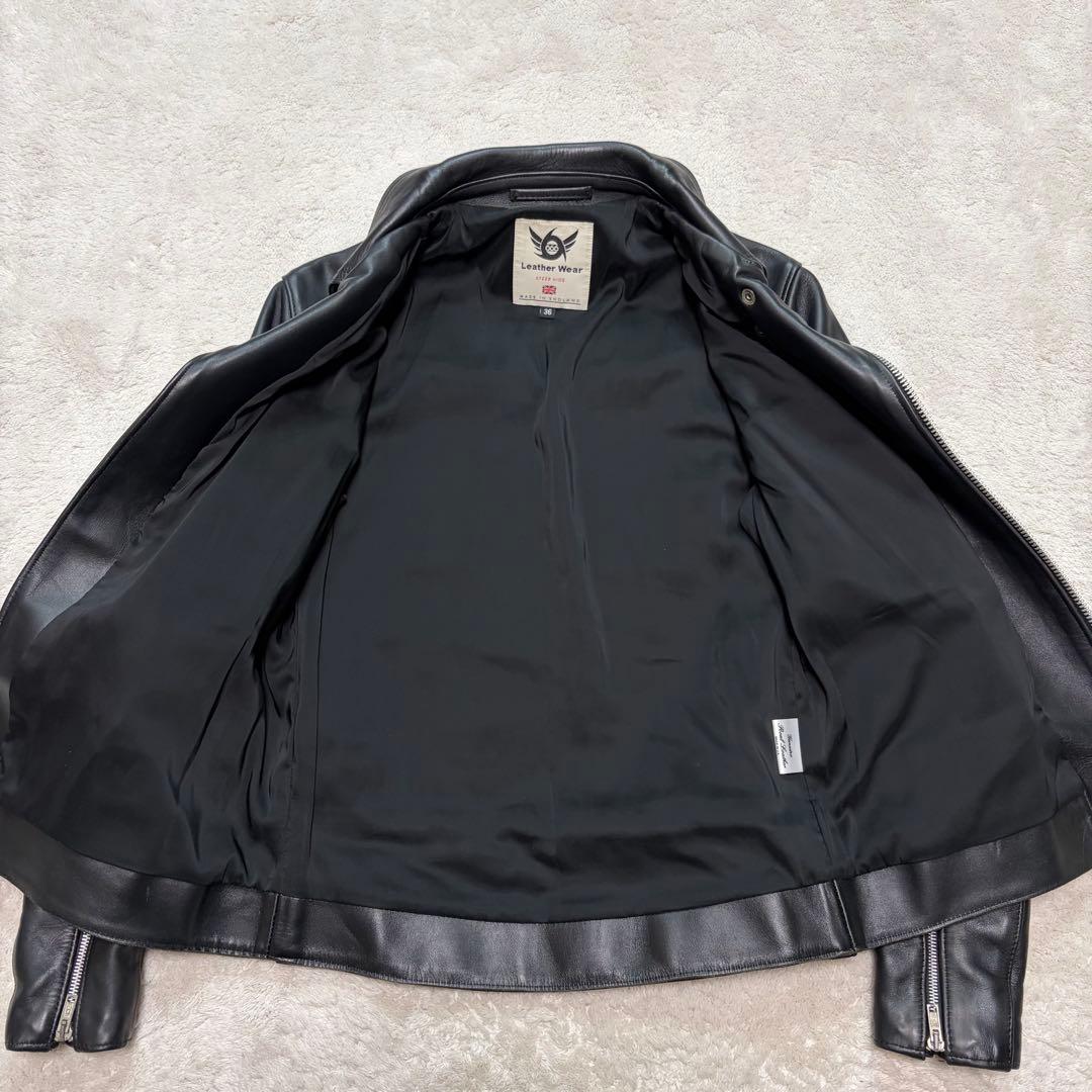【美品】666 ダブルライダースジャケット レザー ステアハイド 本革 36 M