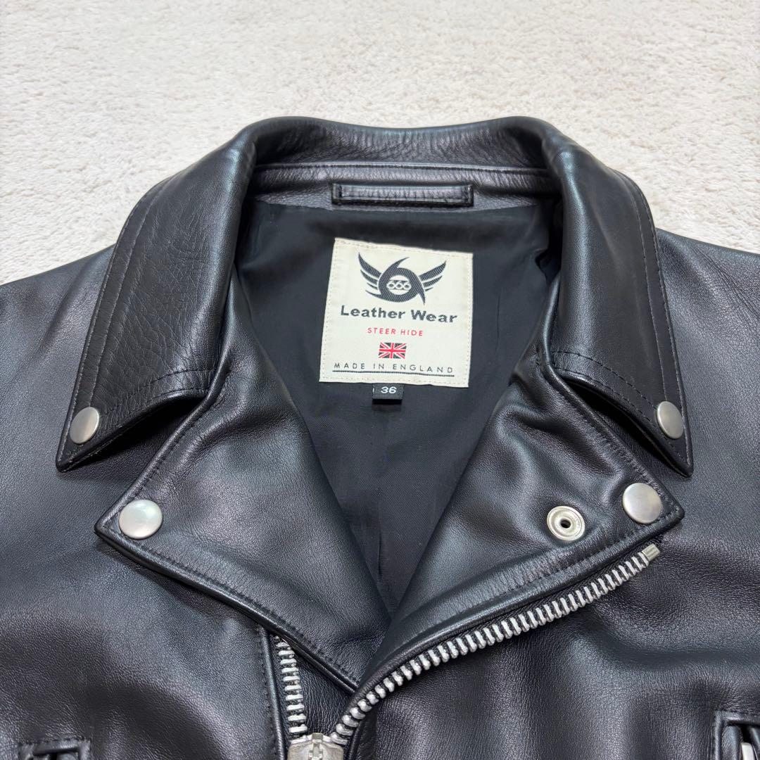 【美品】666 ダブルライダースジャケット レザー ステアハイド 本革 36 M