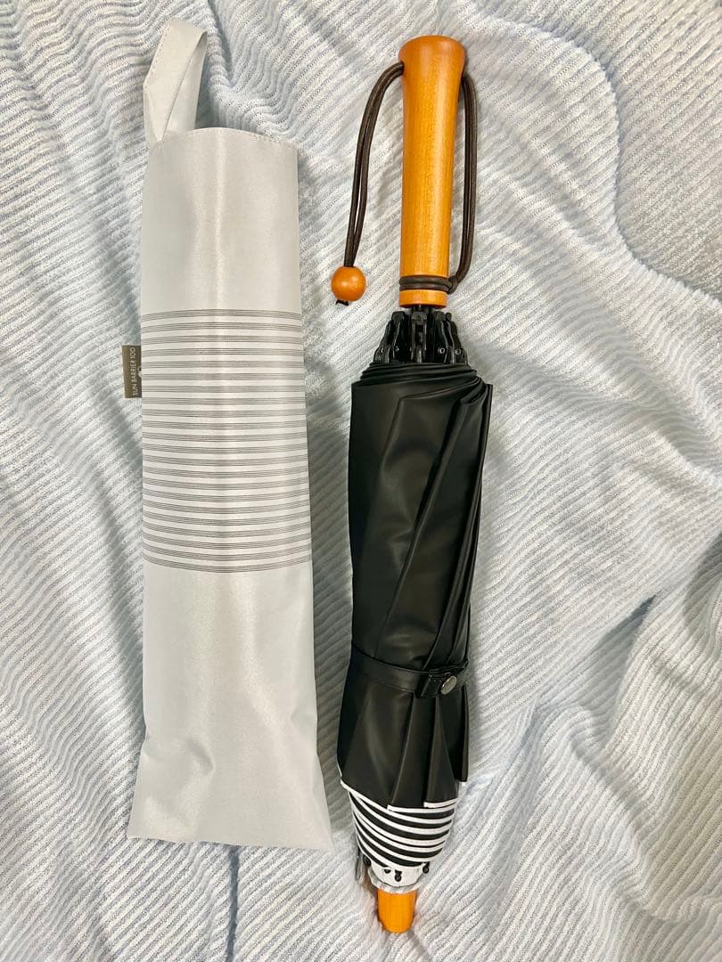 サンバリア100 2段折り ボーダー グレー